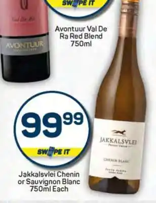 Pick n Pay Jakkalsvlei Chenin or Sauvignon Blanc 750ml Each offer