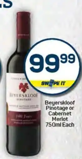Pick n Pay Beyerskloof Pinotage or Cabernet Merlot 750ml Each offer
