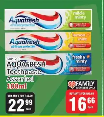 KitKat Cash and Carry Aquafresh Toothpaste Assorted 100ml offer