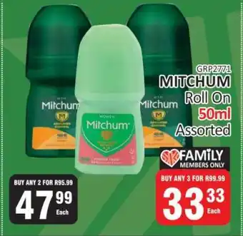 KitKat Cash and Carry Mitchum Roll On 50ml Assorted offer