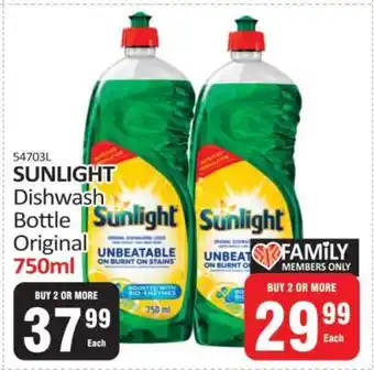 KitKat Cash and Carry SUNLIGHT Dishwash Bottle Original 750ml offer
