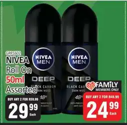 KitKat Cash and Carry NIVEA Roll On 50ml Assorted offer