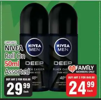 KitKat Cash and Carry NIVEA Roll On 50ml Assorted offer