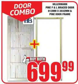 Boxer HILLERMANN PINE F & L BRACED DOOR 813MM X 2032MM & PINE DOOR FRAME offer