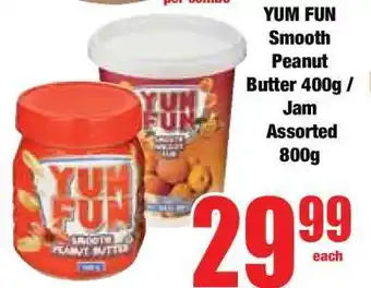Boxer YUM FUN Smooth Peanut Butter 400g / Jam Assorted 800g offer