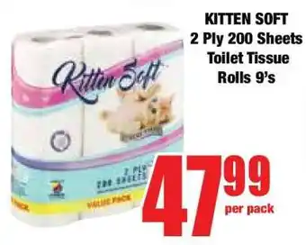 Boxer KITTEN SOFT 2 Ply 200 Sheets Toilet Tissue Rolls 9's offer
