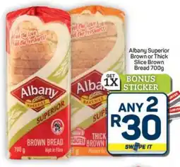 Pick n Pay Hypermarket Albany Superior Brown or Thick Slice Brown Bread 700g offer