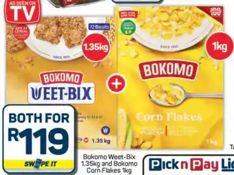Pick n Pay Hypermarket Bokomo Weet-Bix 1.35kg and Bokomo Corn Flakes 1kg offer