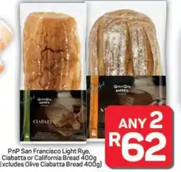Pick n Pay Hypermarket PnP San Francisco Light Rye, Ciabatta or California Bread 400g offer