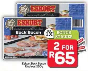 Pick n Pay Hypermarket Eskort Back Bacon Rindless 200g offer