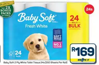 Pick n Pay Hypermarket Baby Soft 2 Ply White Toilet Tissue 24s offer