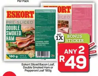 Pick n Pay Hypermarket Eskort Sliced Bacon Loaf, Double Smoked Ham or Pepperoni Loaf 180g offer