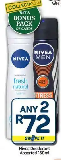 Pick n Pay Hypermarket Nivea Deodorant Assorted 150ml offer