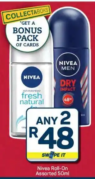 Pick n Pay Hypermarket Nivea Roll-on Assorted 50ml offer