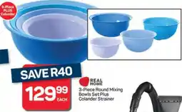 Pick n Pay Hypermarket 3-Piece Round Mixing Bowls Set Plus Colander Strainer offer