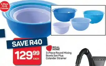 Pick n Pay Hypermarket 3-Piece Round Mixing Bowls Set Plus Colander Strainer offer