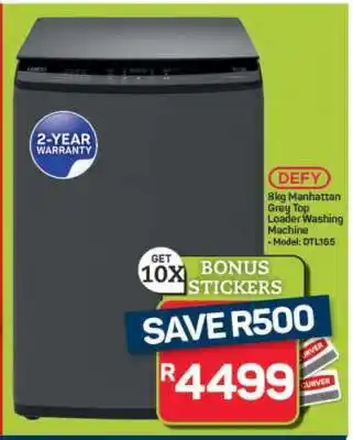 Pick n Pay Hypermarket Defy 8Kg Manhattan Grey Top Loader Washing Machine offer