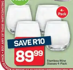 Pick n Pay Hypermarket Stemless Wine Glasses 4-Pack offer