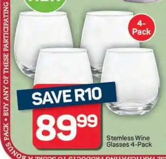 Pick n Pay Hypermarket Stemless Wine Glasses 4-Pack offer