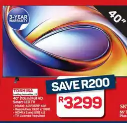 Pick n Pay Hypermarket Toshiba 40 Full HD Smart LED TV offer