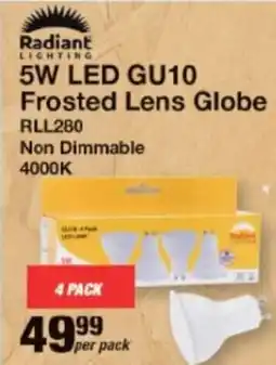 Mica Radiant Lighting 5W LED GU10 Frosted Lens Globe offer