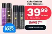 PEP La Lab Ladies Or Mens Deodorant - 2x 90ml / 120ml offer