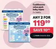 PEP Cuddlesome Value Pack Baby Wipes 2 x 3 x 80's - Any 2 offer