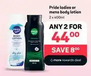 PEP Prime Ladies Or Mens Body Lotion - Any 2 x 400ml offer