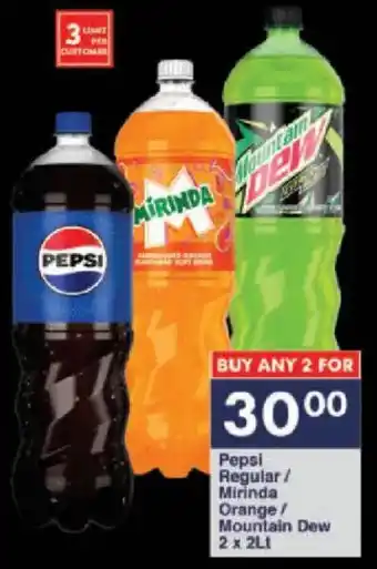 President Hyper Pepsi Regular/ Mirinda Orange/ Mountain Dew offer