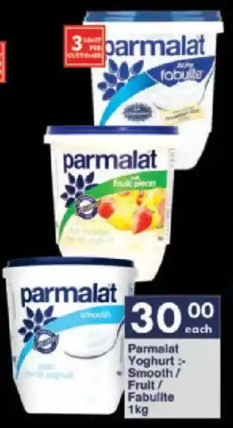 President Hyper Parmalat Yoghurt Smooth/ Fruit/ Fabulite offer