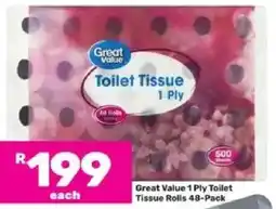Game Great Value 1 Ply Toilet Tissue Rolls offer