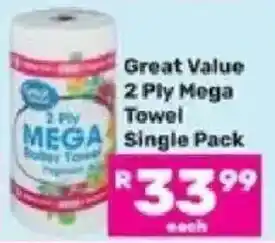 Game Great Value 2 Ply Mega Towel Single Pack offer