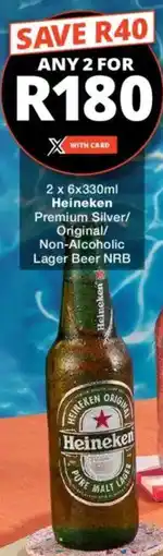 Checkers Liquor Shop Heineken Premium Silver/ Original/ Non-Alcoholic Lager Beer NRB offer