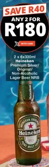 Checkers Liquor Shop Heineken Premium Silver/ Original/ Non-Alcoholic Lager Beer NRB offer