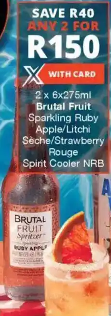 Checkers Liquor Shop Brutal Fruit Sparkling Ruby Apple/ Litchi Sèche/ Strawberry Rouge Spirit Cooler NRB offer