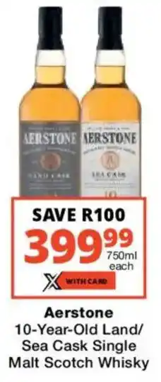 Checkers Liquor Shop Aerstone 10-Year-Old Land/ Sea Cask Single Malt Scotch Whisky offer