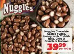 Food Lover's Market Nuggles Chocolate Coated Fudge, Honeycomb, Turkish Rose, Choc O Crunch or Mallows offer