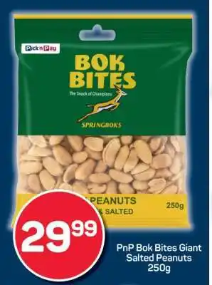 Pick n Pay PnP Bok Bites Giant Salted Peanuts 250g offer