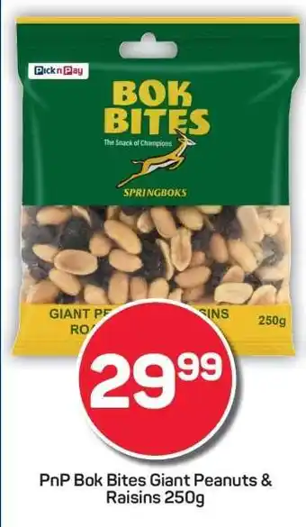 Pick n Pay PnP Bok Bites Giant Peanuts & Raisins 250g offer