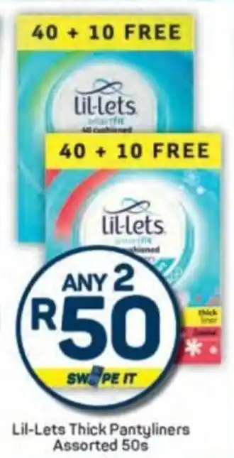 Pick n Pay Lil-Lets Thick Pantyliners Assorted offer