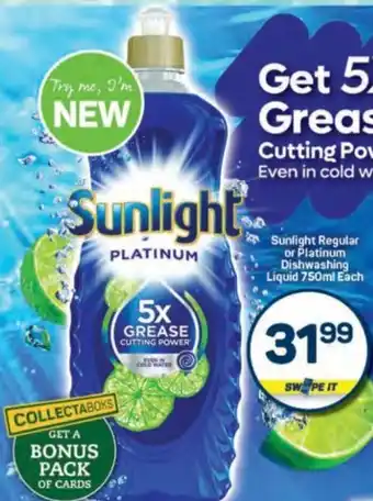 Pick n Pay Sunlight Regular or Platinum Dishwashing Liquid offer