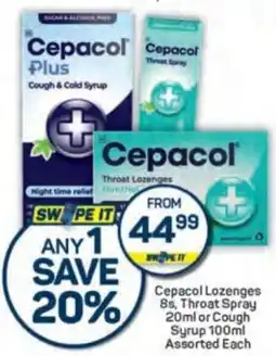 Pick n Pay Cepacol Lozenges, Throat Spray or Cough Syrup Assorted offer