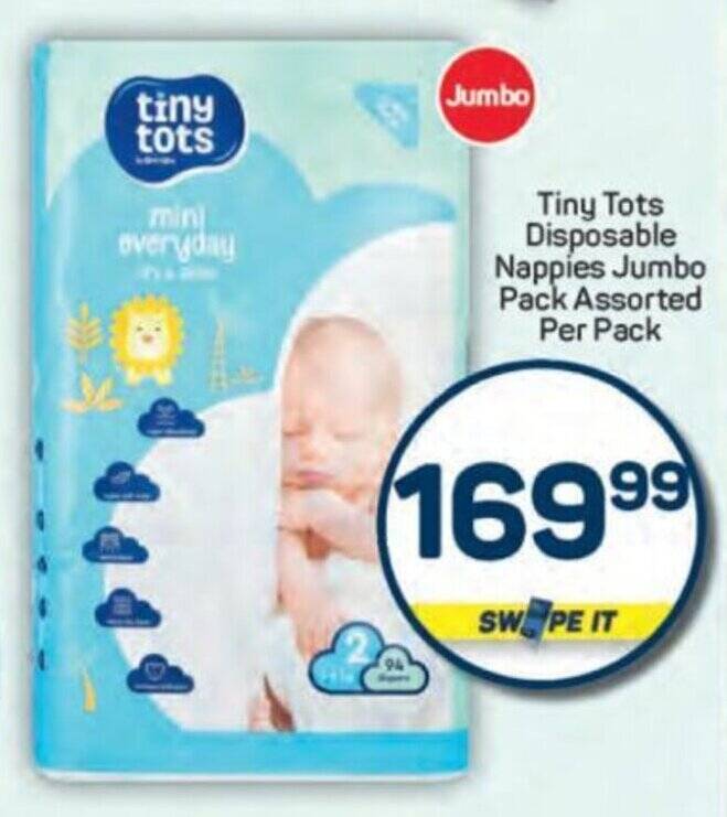 Tiny Tots Disposable Nappies Jumbo Pack Assorted