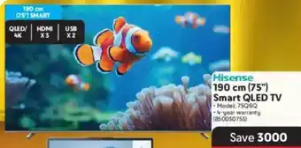 Makro Hisense 190 cm 75" Smart QLED TV Model: 75Q6Q offer