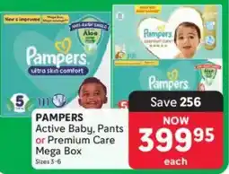 Makro PAMPERS Active Baby, Pants or Premium Care Mega Box offer