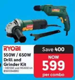 Makro RYOBI 550W/ 650W Drill and Grinder Kit offer