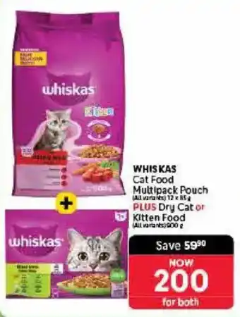 Makro WHISKAS Cat Food Multipack Pouch PLUS Dry Cat or Kitten Food offer