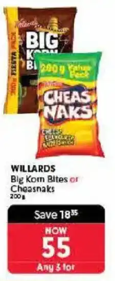 Makro WILLARDS Big Korn Bites or Cheasnaks offer