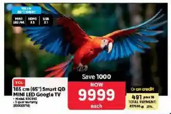 Makro TCL 165 cm 65" Smart QD MINI LED Google TV offer