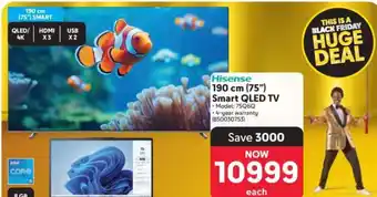 Makro Hisense 190 cm (75) Smart QLED TV offer